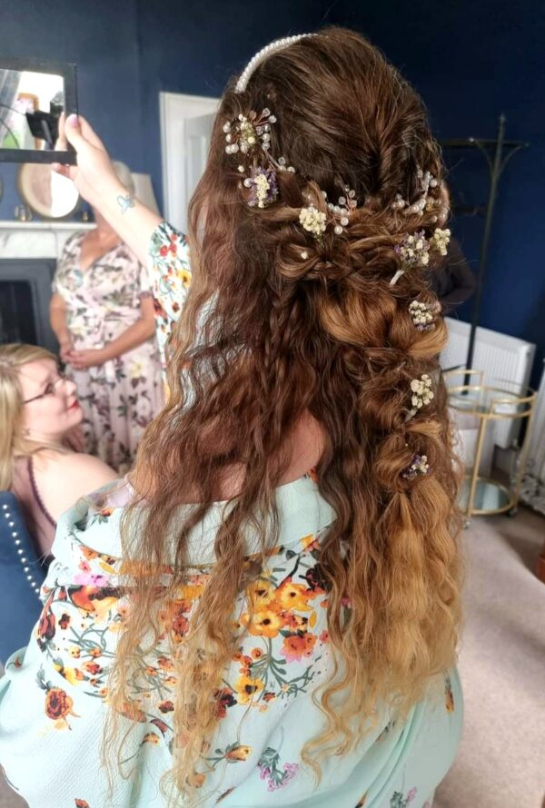 Bridal bride to be messy boho hairstylist leicester