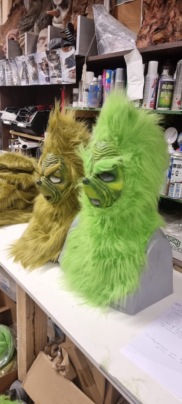 Grinch Pull-Over Mask with Fur Hood