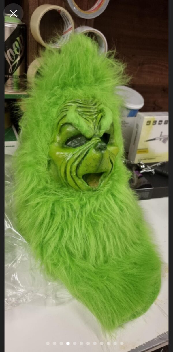 Grinch Pull-Over Mask with Fur Hood