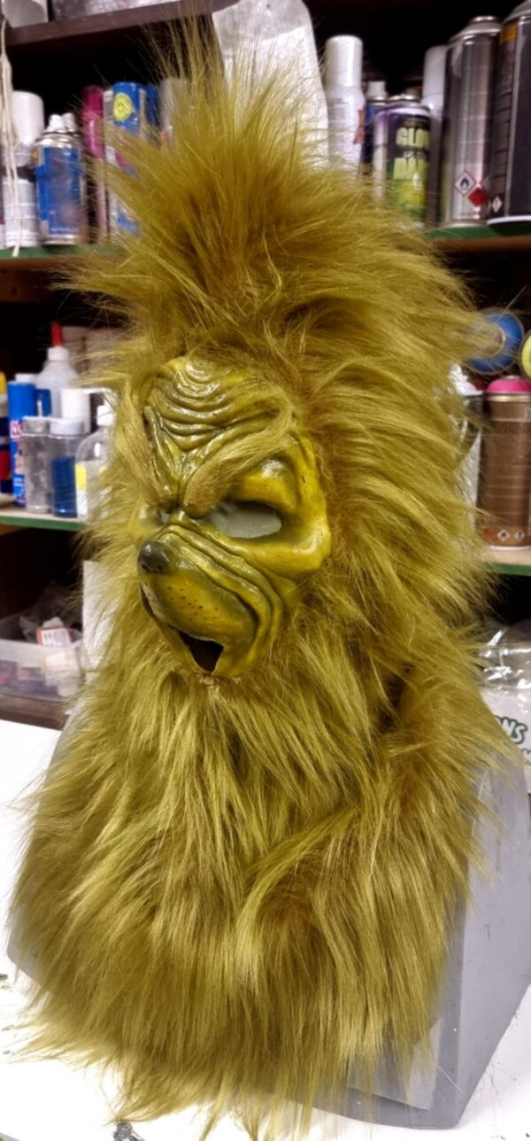 grinch faux fur hood and mask