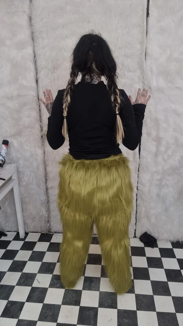 Green Faux Fur Trousers