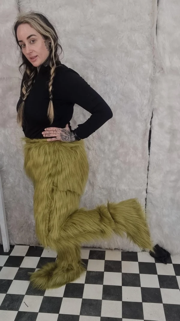 Green Faux Fur Trousers