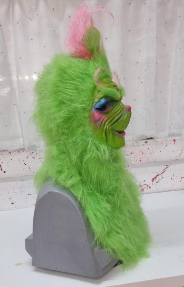 miss smiley grinch faux fur hood