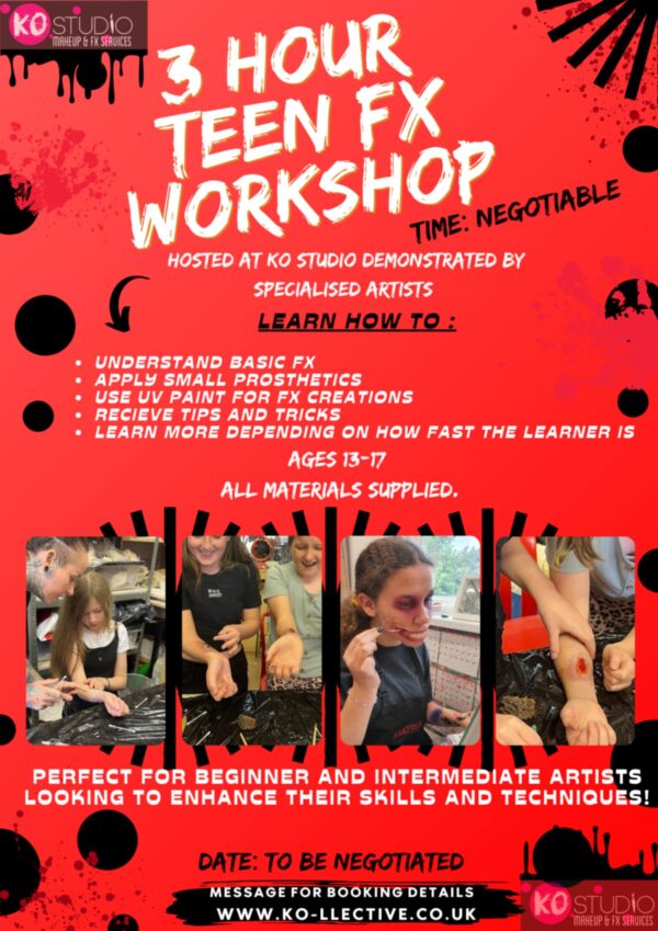 Teen FX workshop young adults and Teens fun creative special effects makeup lesson leicester