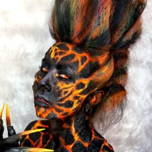 Charcoal face silicone prosthetic
