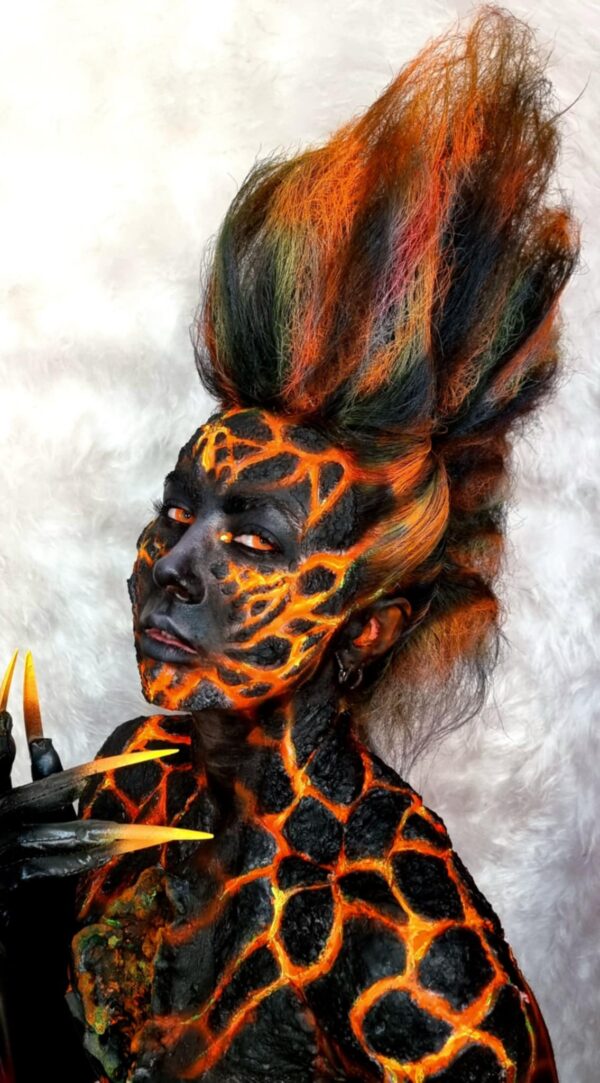 Charcoal face silicone prosthetic