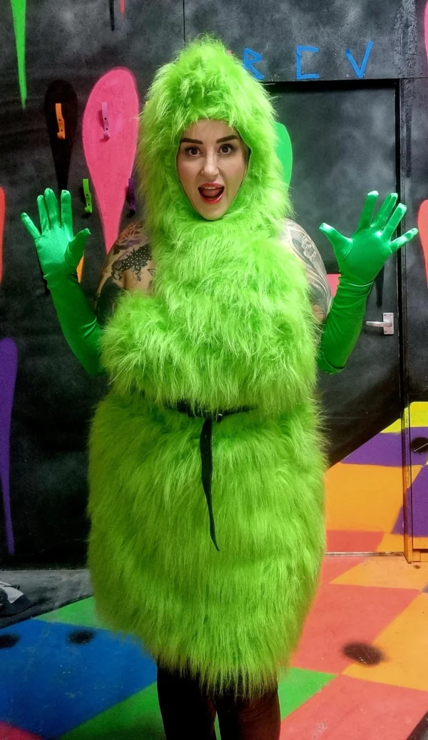 Feminine Grinchy Fur Dress