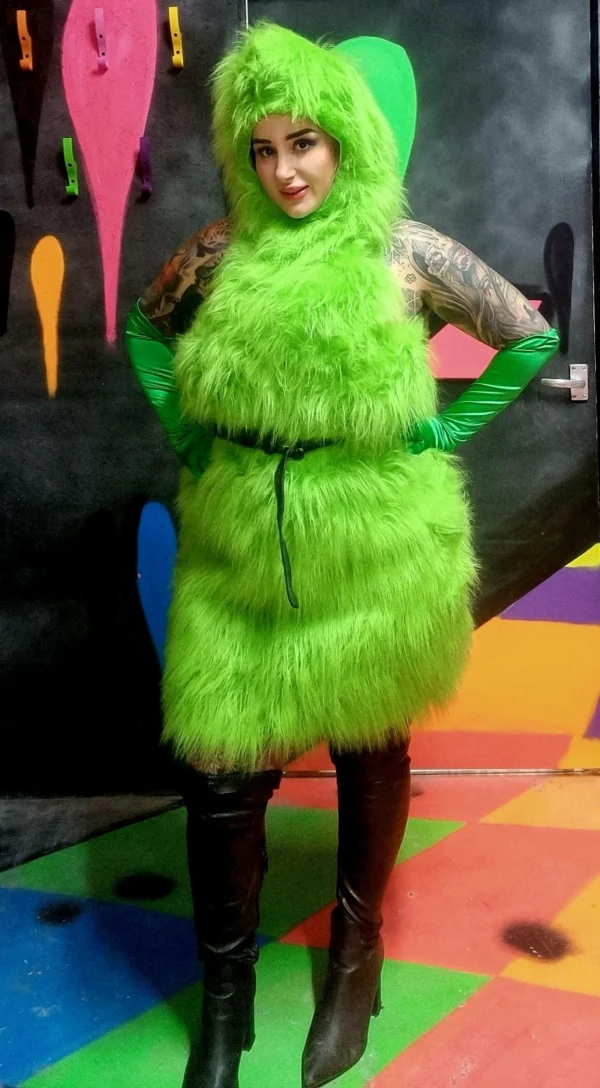 Feminine Grinchy Fur Dress