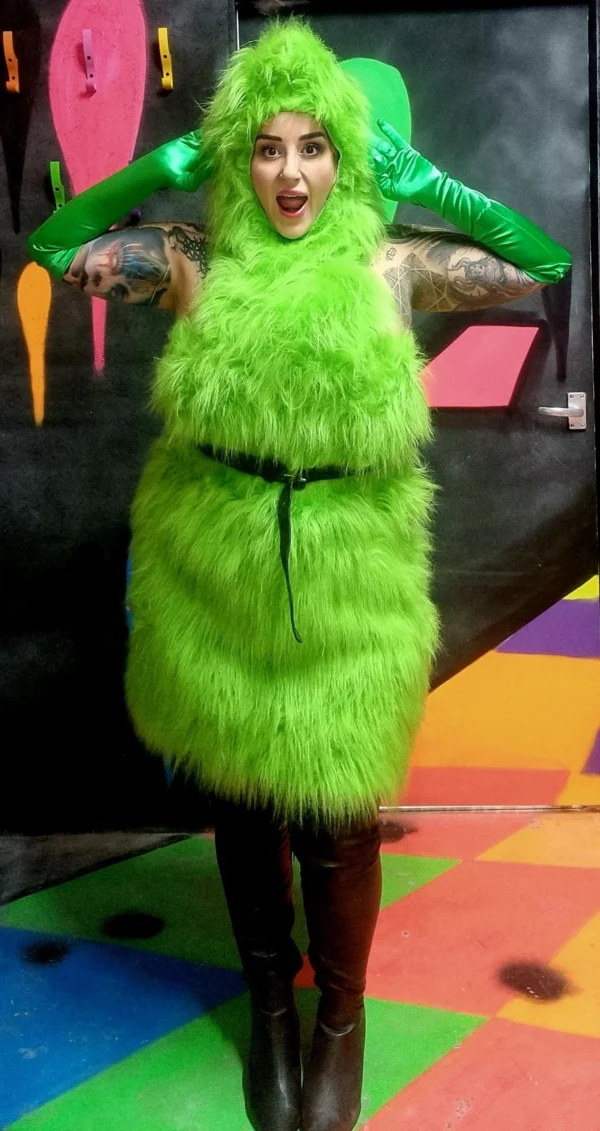 Feminine Grinchy Fur Dress