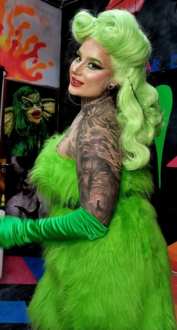 Feminine Grinchy Fur Dress