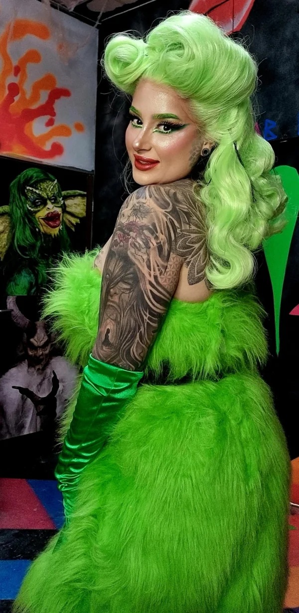 Feminine Grinchy Fur Dress