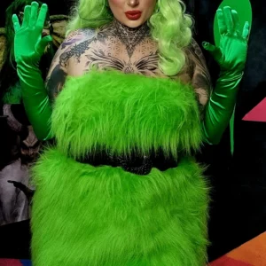 Feminine Grinchy Fur Dress