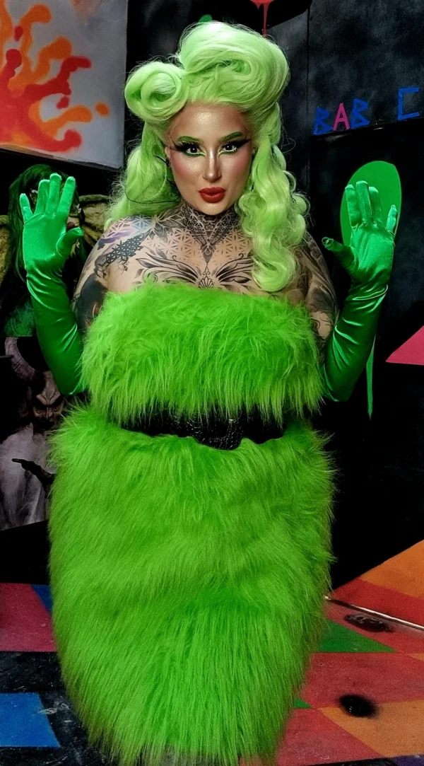 Feminine Grinchy Fur Dress