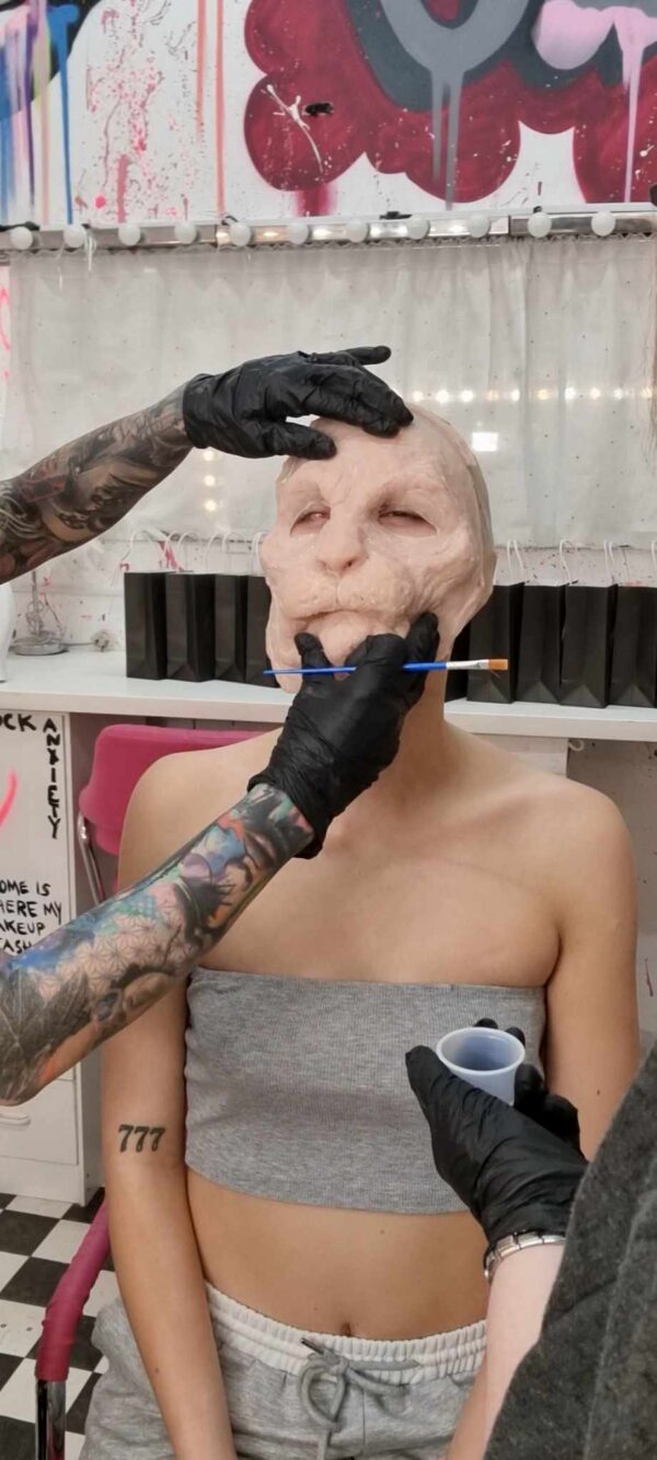 how to apply a silicone prosthetic face