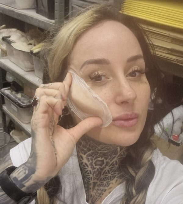 Maleficent pointy cheek prosthetics